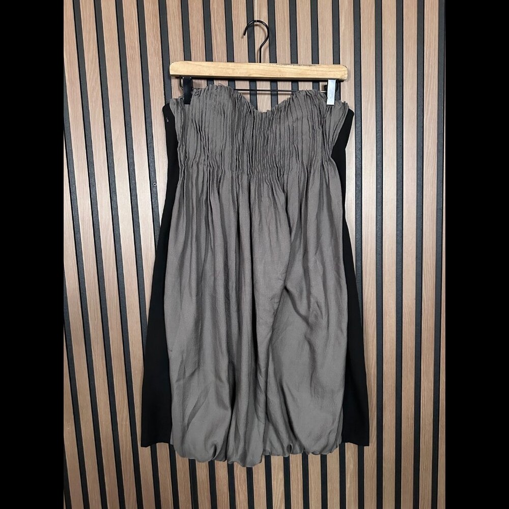 Alexander Wang Dress 6 / S Womens Black Gray Ruffled Strapless Wool Silk MIni